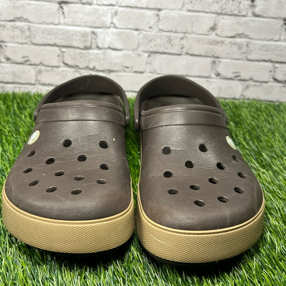 Crocs CROCBAND Clog BROWN/w Tan Sole Stripe Sz Men 6 Women 8 CLASSY & COMFY! - Picture 3 of 9